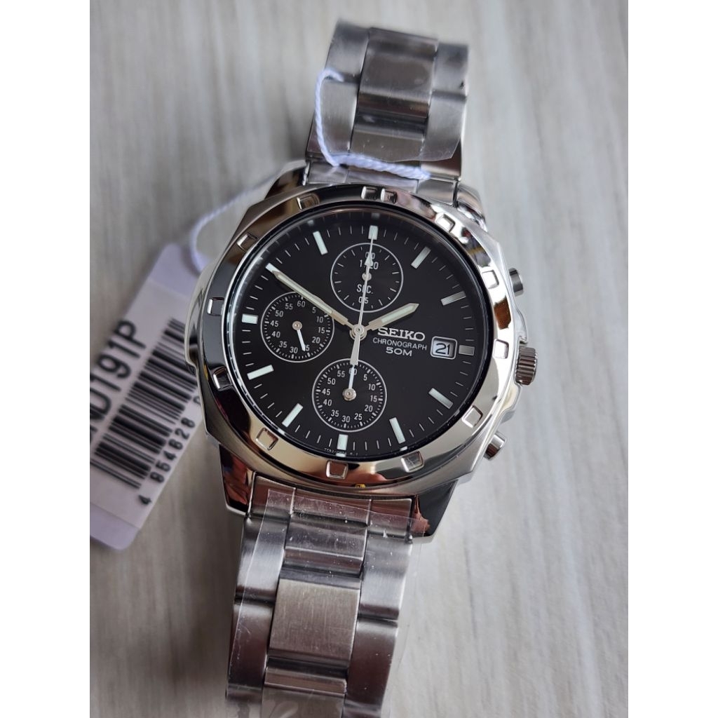 Seiko SND191P Black Dial 7T92-0CA0 Quartz Chronograph New Tanpa Box
