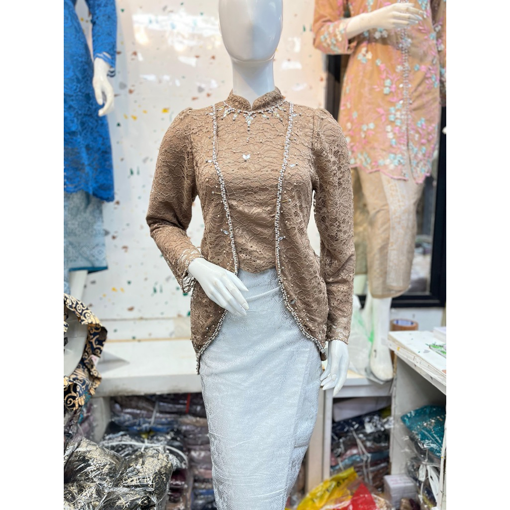 Baju Setelan Kebaya Brokat Wanita Mewah / Baju Wisuda Modern /Atasan Kebaya Premium/Kebaya Kondangan