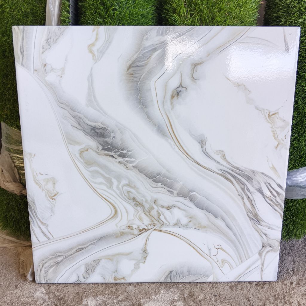 keramik 50x50 putih motif marmer (glossy)/keramik ruang tamu/ keramik lantai marmer