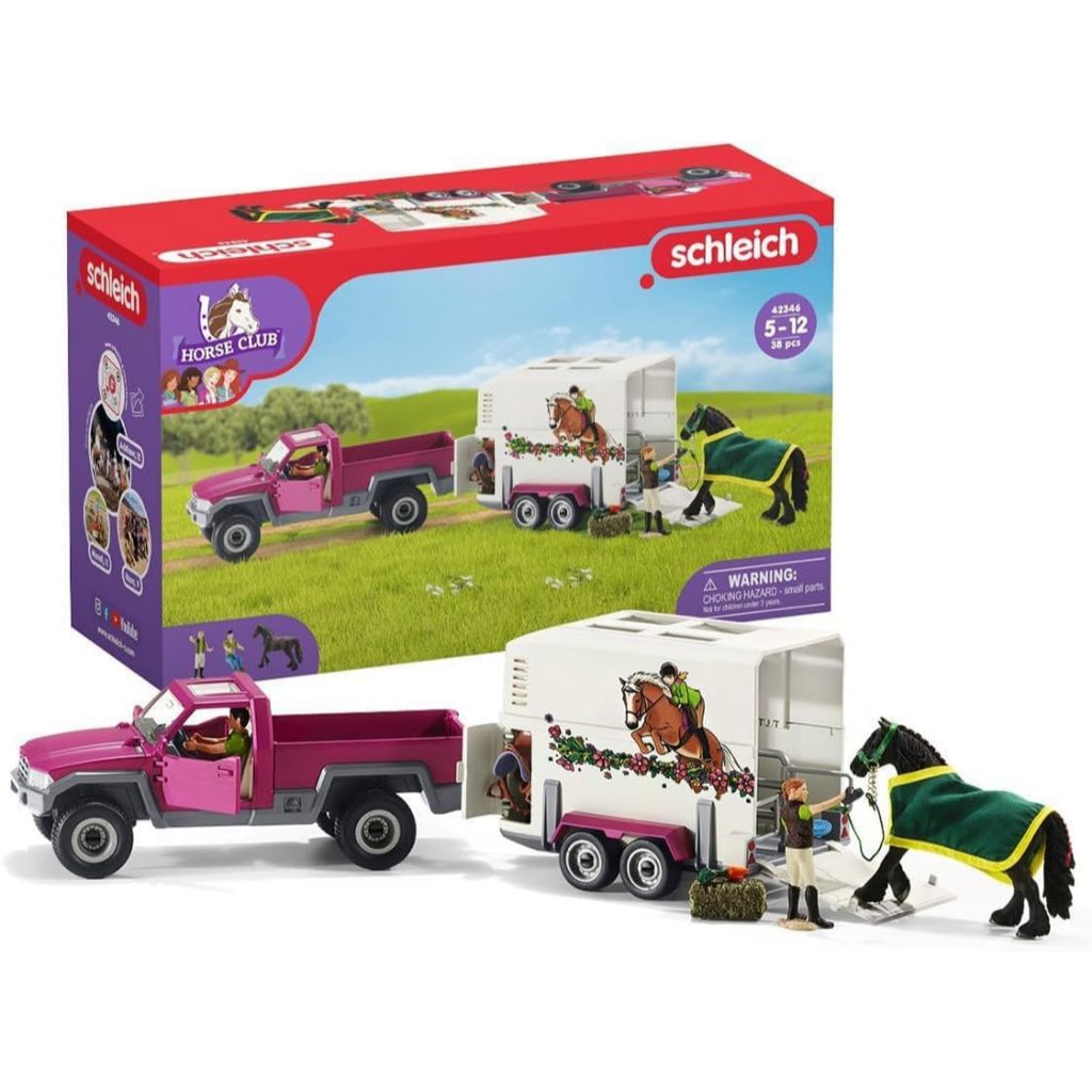 Schleich Horse Club — 38-Piece Toy Horse Trailer and Truck Playset with Horse, Rider Action Figure a