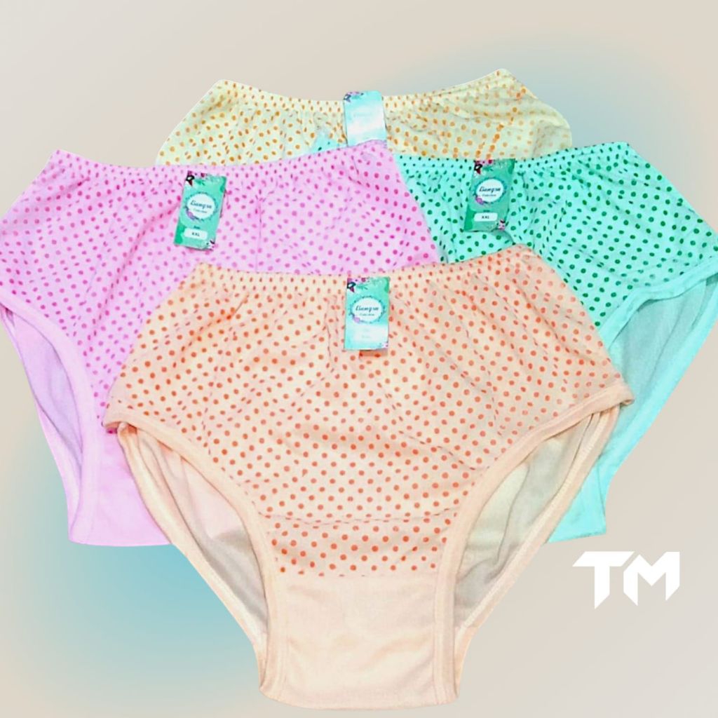 DISKON 12 Pcs Celana Dalam Wanita Dewasa Motif Polkadot CD Cewek Jumbo L XL 3L 4L 5L Cd bumil haid