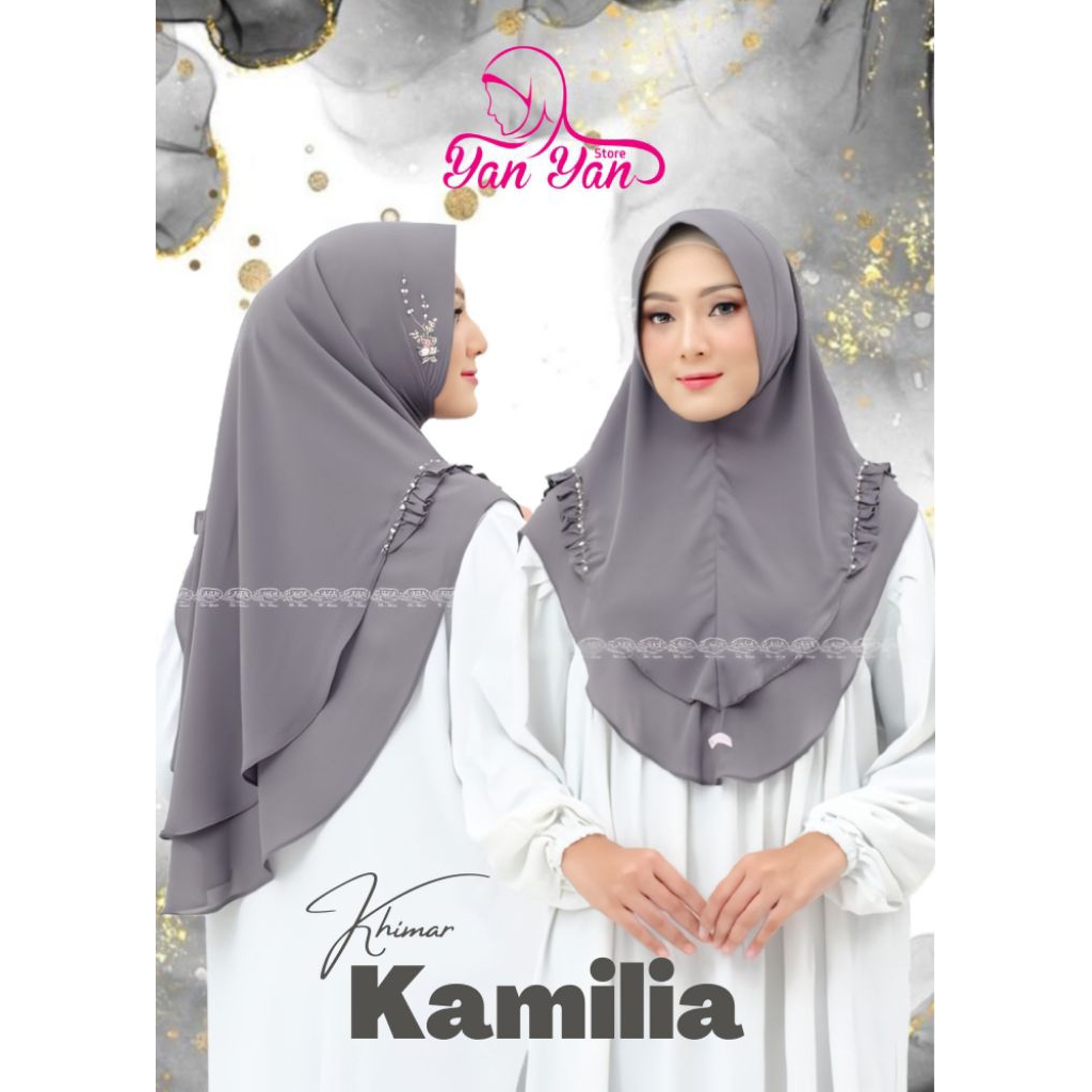 Khimar Kamilia Original Produk Aila Hijab Instant Ceruty Babydoll 2 Layer Premium Bergo Handmade Mod