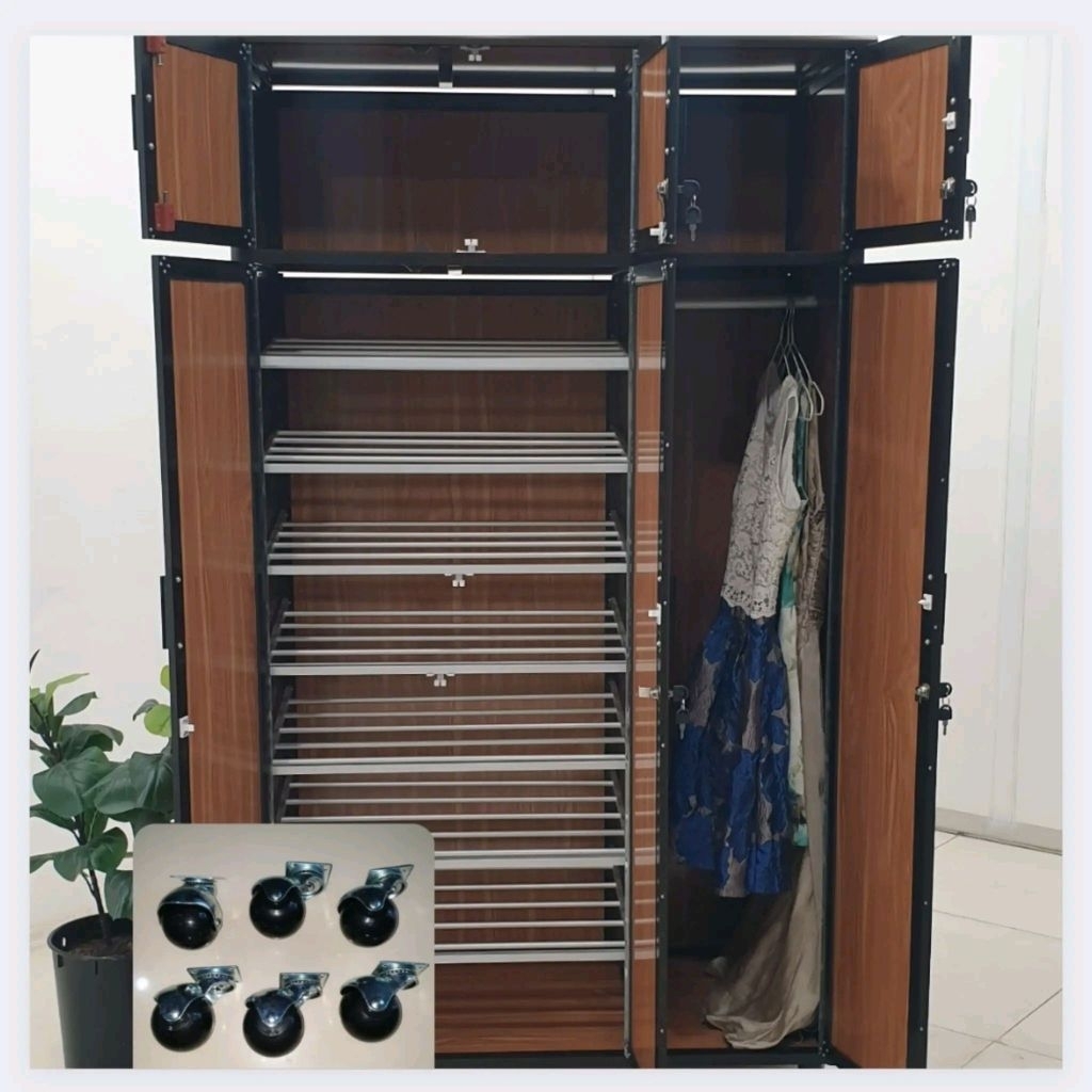 TC ALUMINIUM LSH258 ACP 1/8 SUSUN 100X50X179 b LEMARI RAK SEPATU HELM MUAT 3 HELM 24 PASANG SEPATU G