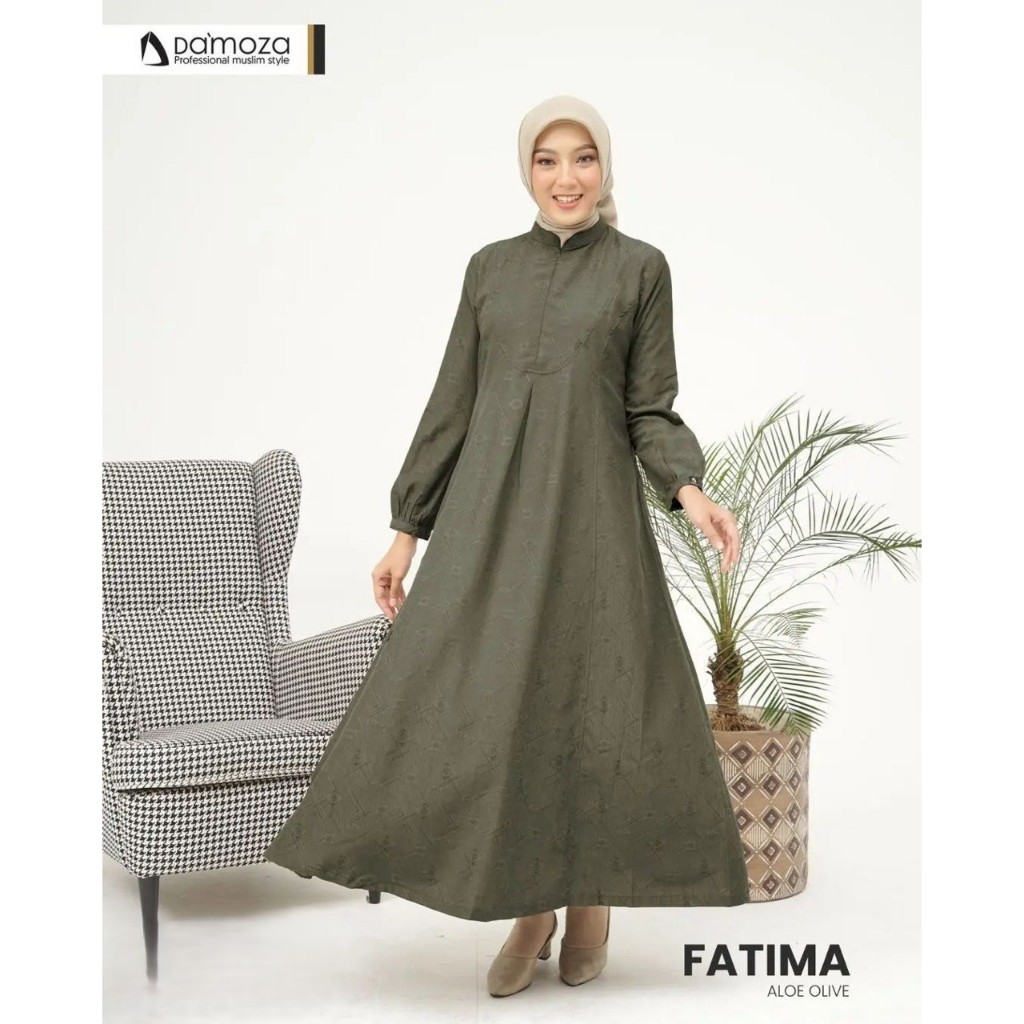 Gamis Wanita DAMOZA FATIMA ALOE OLIVE || COD || Gamis Dewasa Katun Original Mutif Damoza