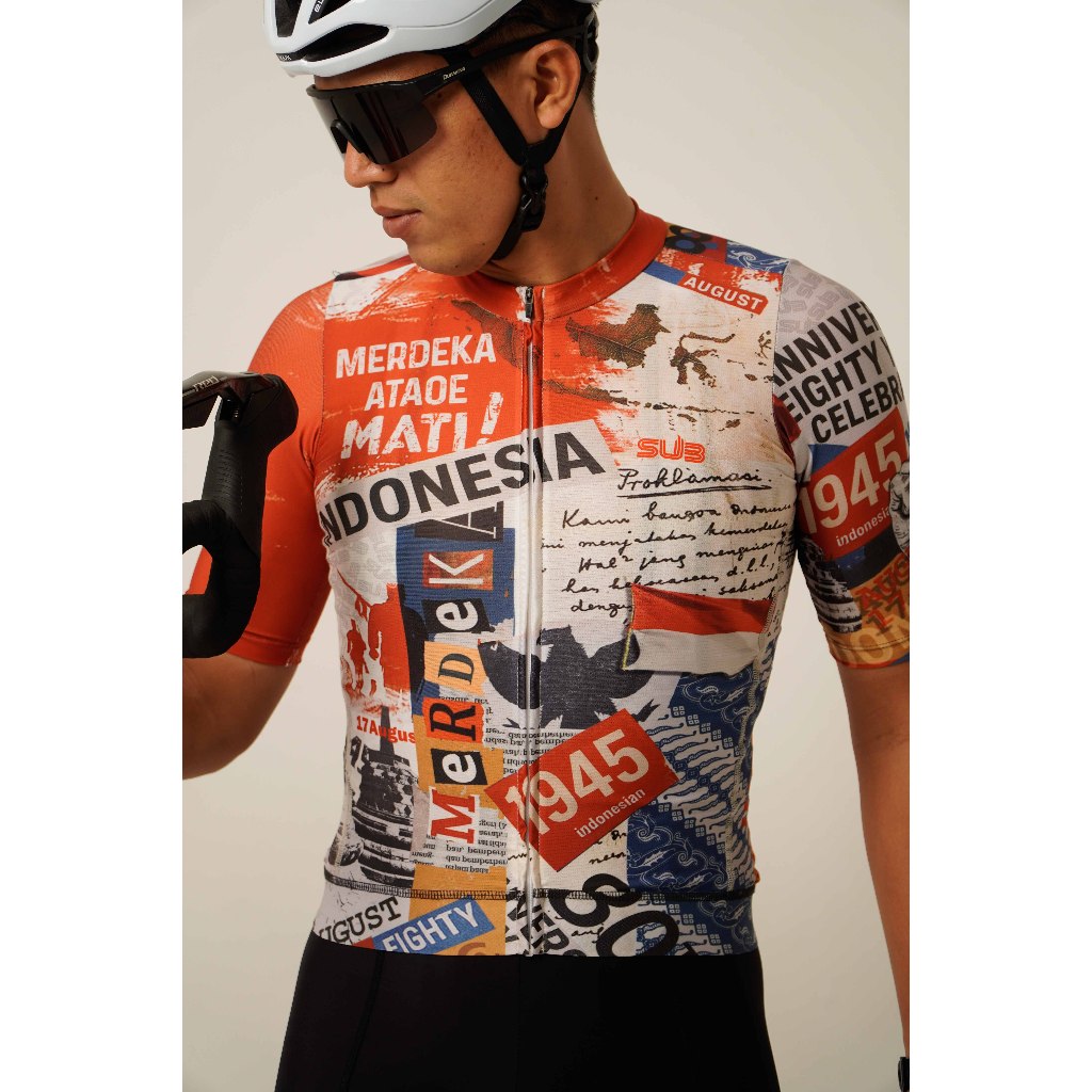 Hot Deals Sub Jersey Vintage Indonesia Unisex Short Sleeve Cycling Jersey Red - Jersey Sepeda Pria
