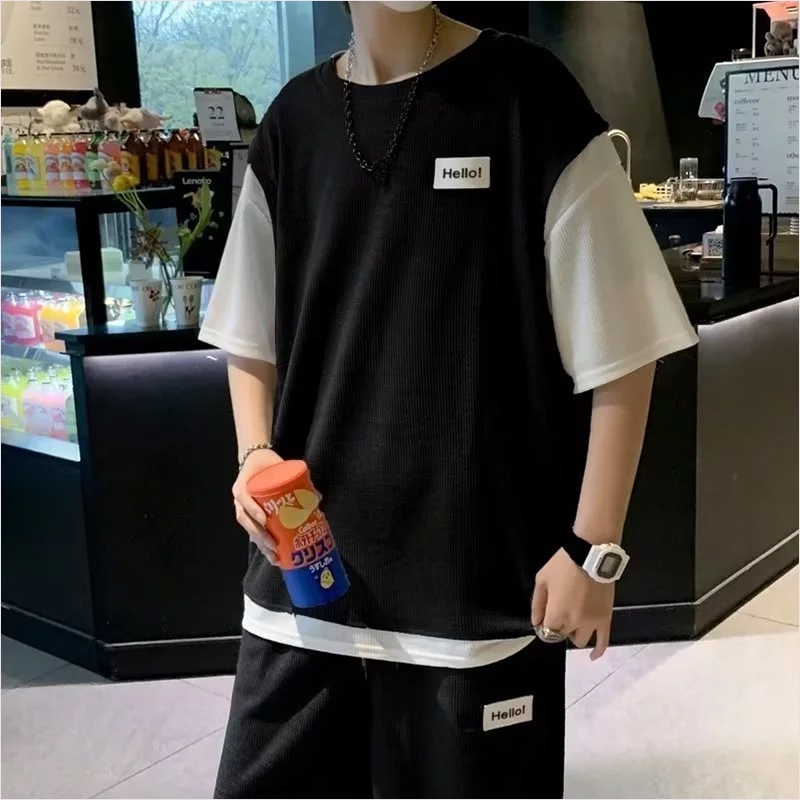 Baju setelan pria fashion outfit set pria outfit pria cowok keren Kaos oversize premium korean style