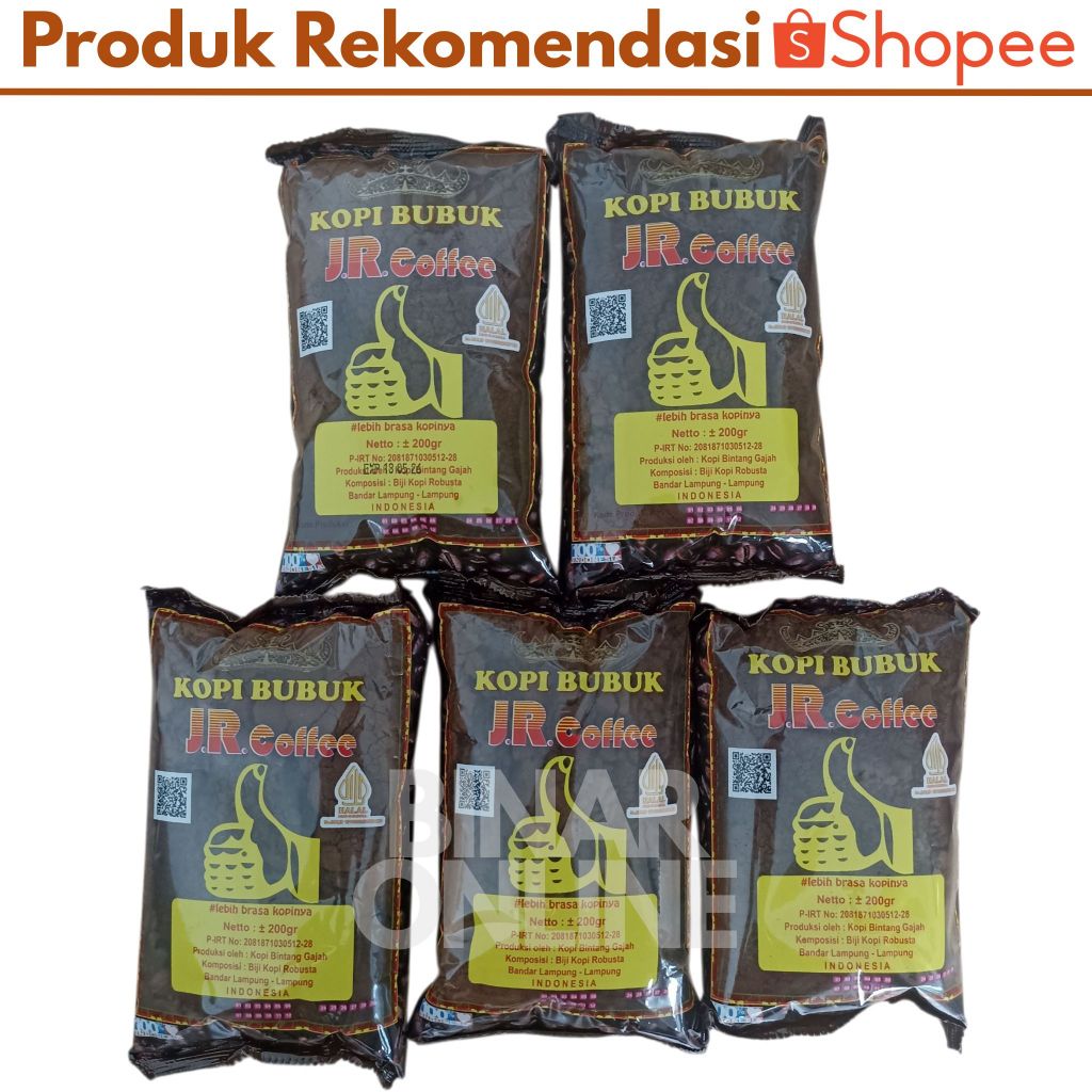 

Kopi Bubuk Jempol JR Coffee 1kg Robusta Asli Pringsewu Lampung Murah [5 x 200 gram]