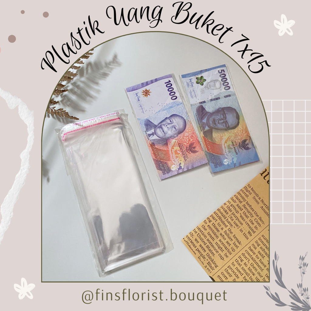 1 Pack 100 Lembar Plastik OPP Uang Buket Bunga Flower Wrapping Money Bouquet