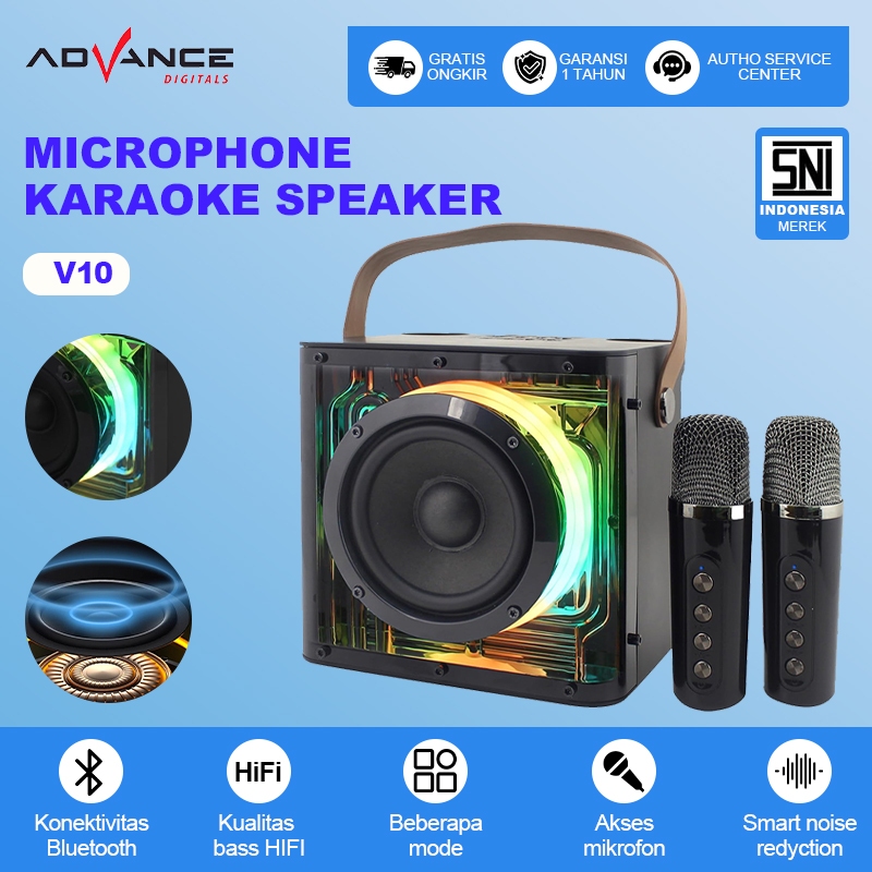 Advance speaker bluetooth portable V10 speaker mic subwoofer sepeker aktif bluetooth karoke  speaker