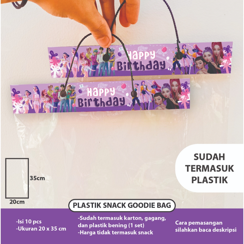 PLASTIK SNACK GOODIE BAG KPOP DEMON HUNTER PAKET DEKORASI ULANG TAHUN  BANNER ULTAH HUNTRIX SAJA BOY