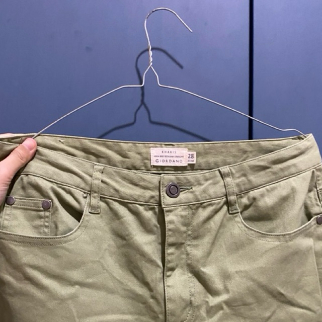 [PRELOVED BARU] GIORDANO Jeans High Rise Waist Straight Denim Hijau Ukuran 28 ORIGINAL