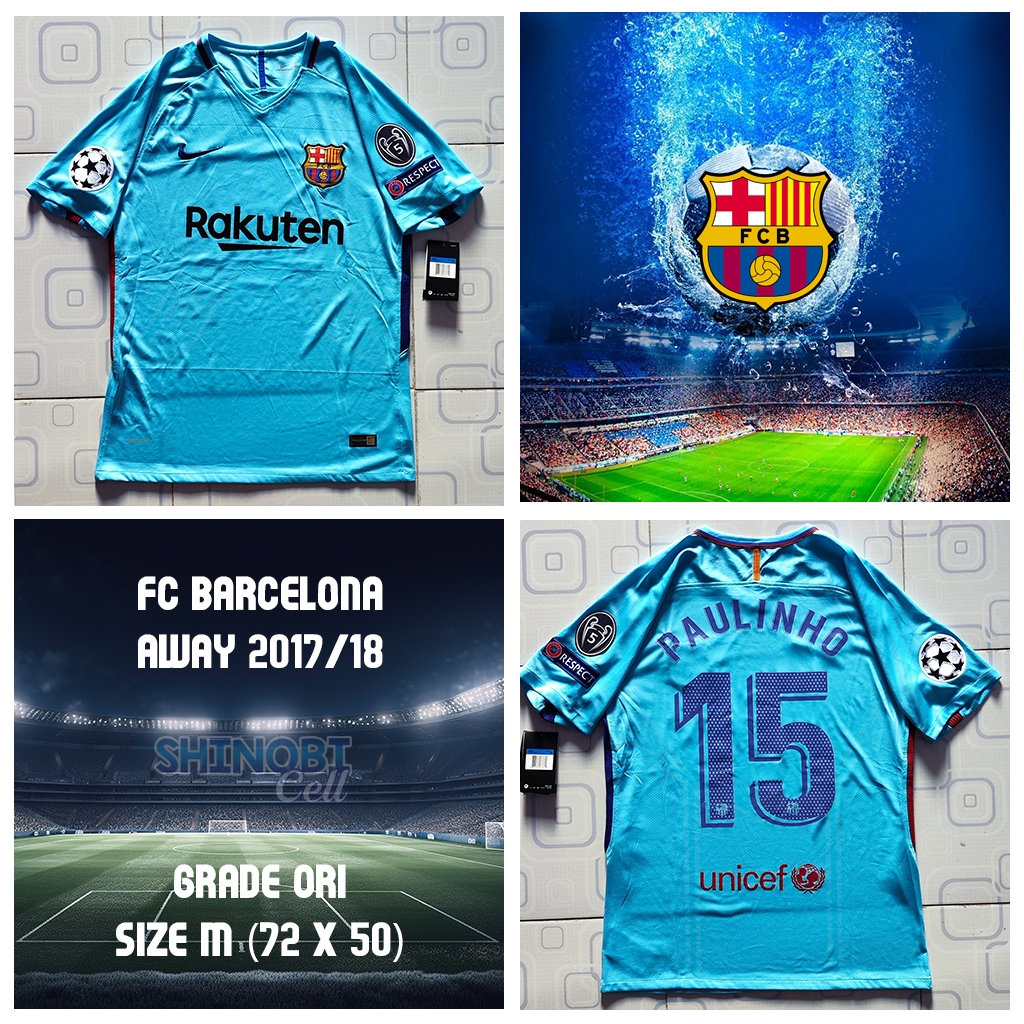 Jersey Barcelona Away 2017 / 18 Barca PAULINHO #15 Size M