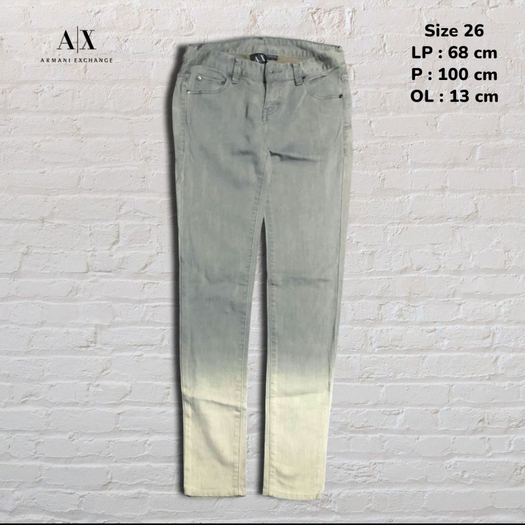 Size 26 Celana Panjang Jeans Armani Exchange Light Grey Washed Gradasi Fading Skinny fit Original Se