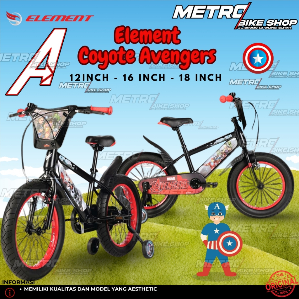 Element Coyote Yotel BMX Avenger Sepeda anak Avengers Sepeda anak super hero 12inch 16 inch 18 inch