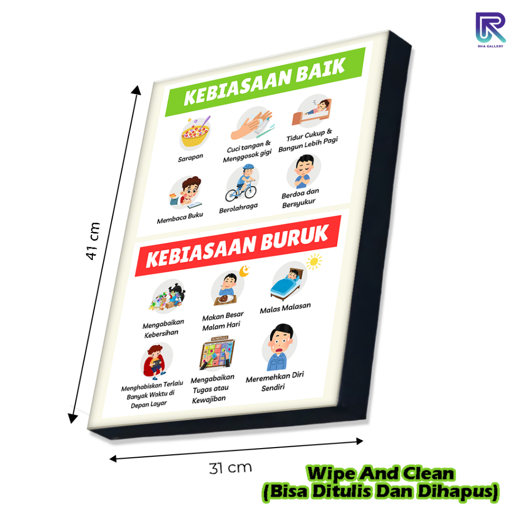 

RHA GALLERY Papan Tulis Kayu Kebiasaan Baik Anak Desain Edukatif Untuk Belajar