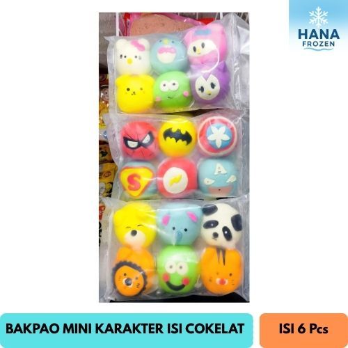 

BAKPAO MINI KARAKTER ISI COKELAT, ISI 6 PCS