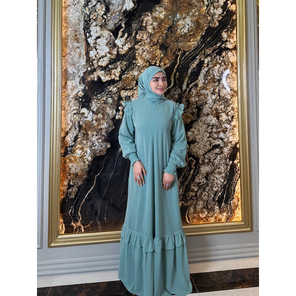 Gamis Polos Set Hijab Mewah By Mama Nasya Collection
