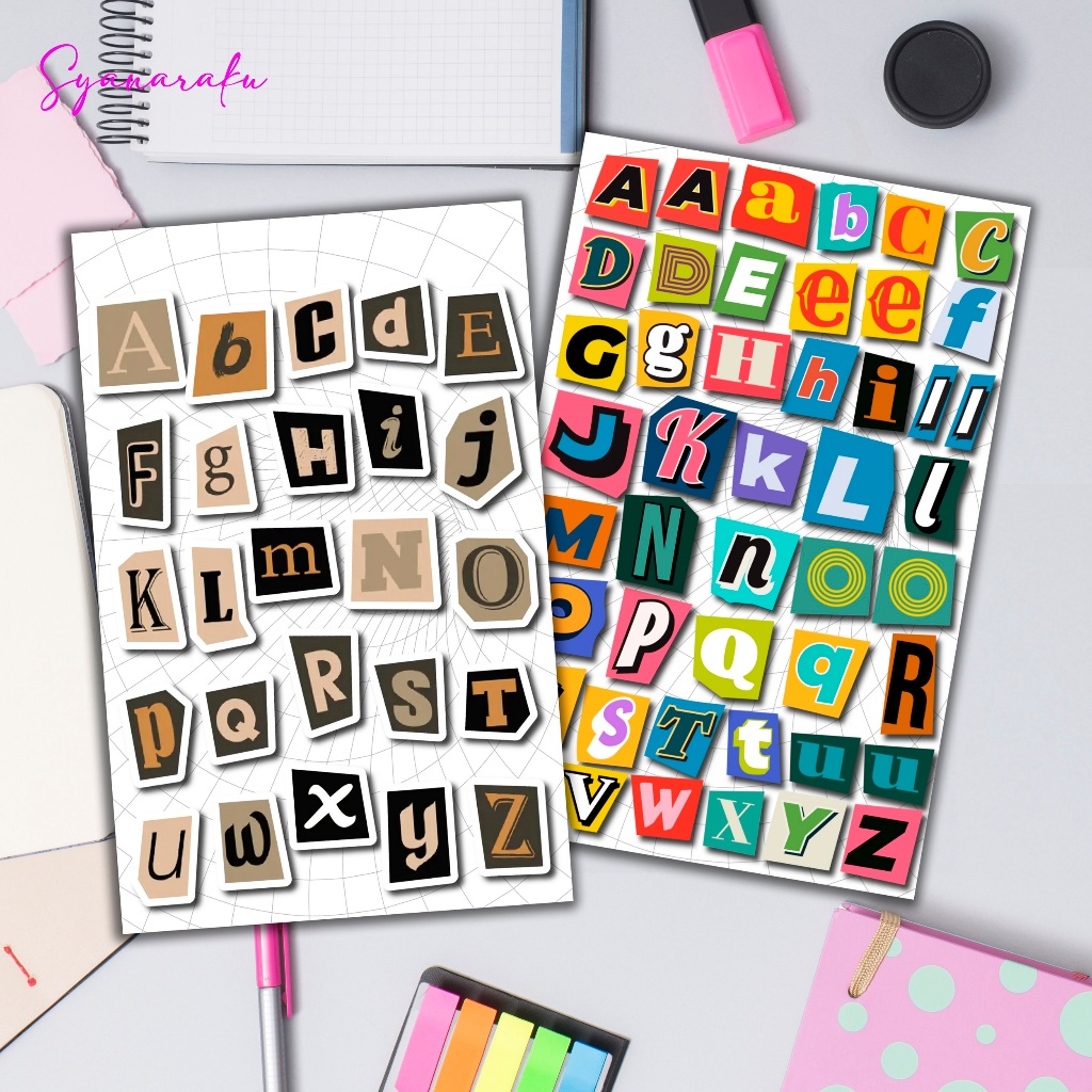 

Stiker Alfabet Huruf A-Z | Stiker Dekorasi Scrapbook | Aesthetic Sticker Decorative Alphabet