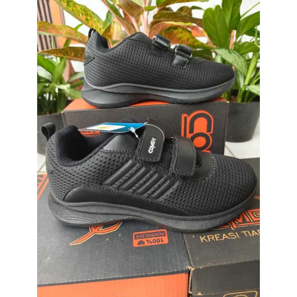 Sepatu Sekolah COMEX XEON size 34~36 sepatu sekolah velcro hitam