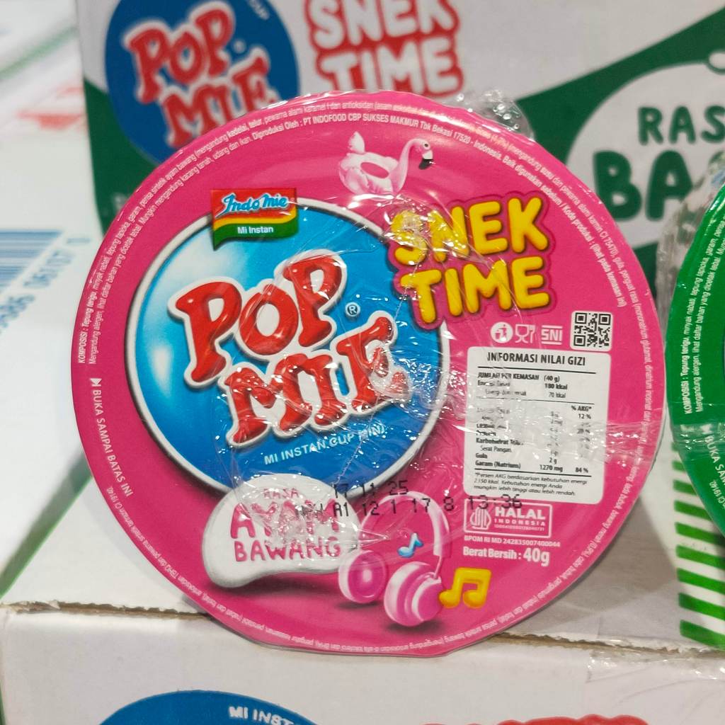 

POP MIE Snek Time rasa Ayam Bawang 1karton isi 12pcs Pop Mie Mini Indomie