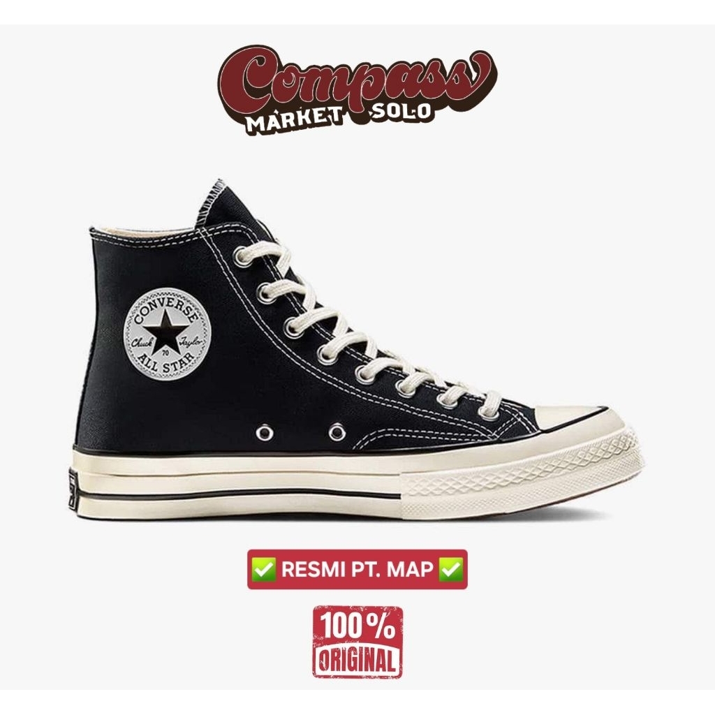 [ORIGINAL 100%] CONVERSE 70'S HIGH BLACK EGRET RESMI PT. MAP