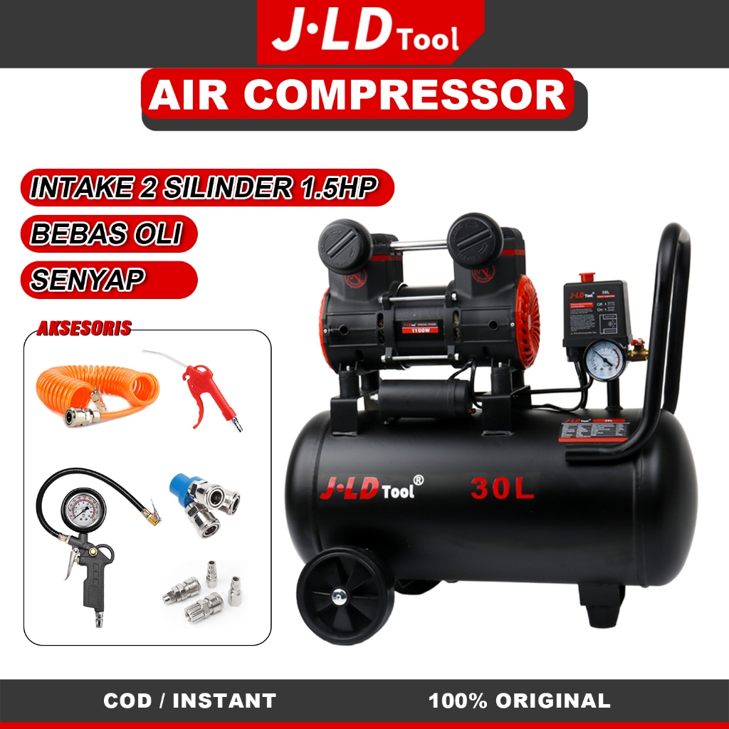 NEW JLD Mesin Kompresor Angin Listrik 30L oli-free portabel mini kompresor Oilless Jet Air Pump