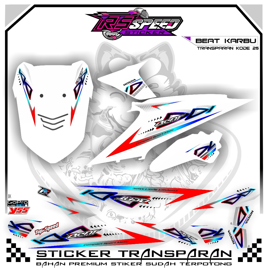 STRIPPING BEAT KARBU 2010 VARIASI STIKER BEAT KARBU 2010 UV TRANSPARAN KODE 25 BAHAN PREMUM
