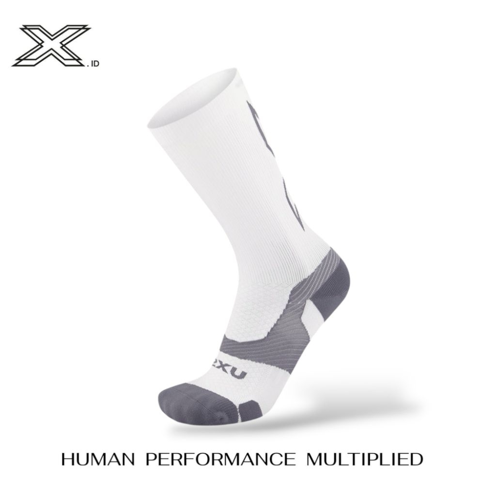2xu Vectr Light Cushion Crew Socks White Grey