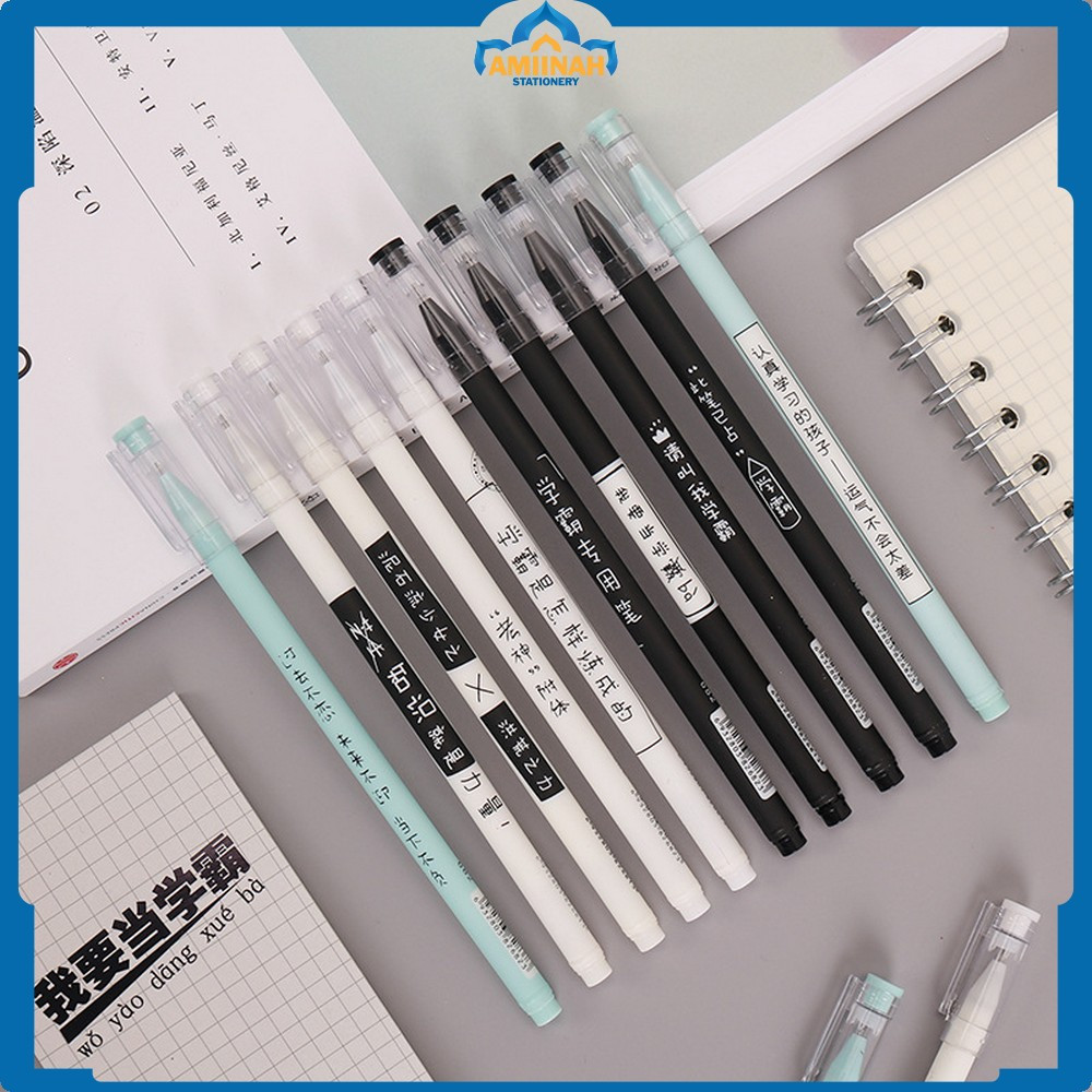 

Alat Tulis Pena Gel Aksen Jepang 0.5MM / Pena Gel Tinta Hitam / Bolpoin Pena Cair Alat Tulis Kantor dan Sekolah Amiinah Stationery A86