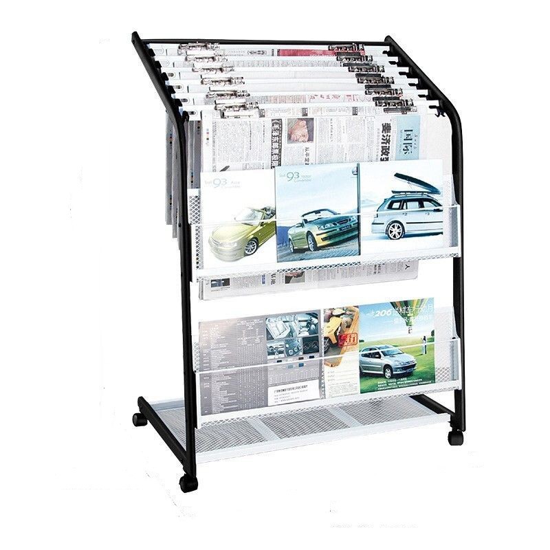 

Rak Koran Rak Majalah Rak surat kabar logam kabar datarak Majalah Rak buku Rak jurnal Buku Dengan roda 68x40x92cm