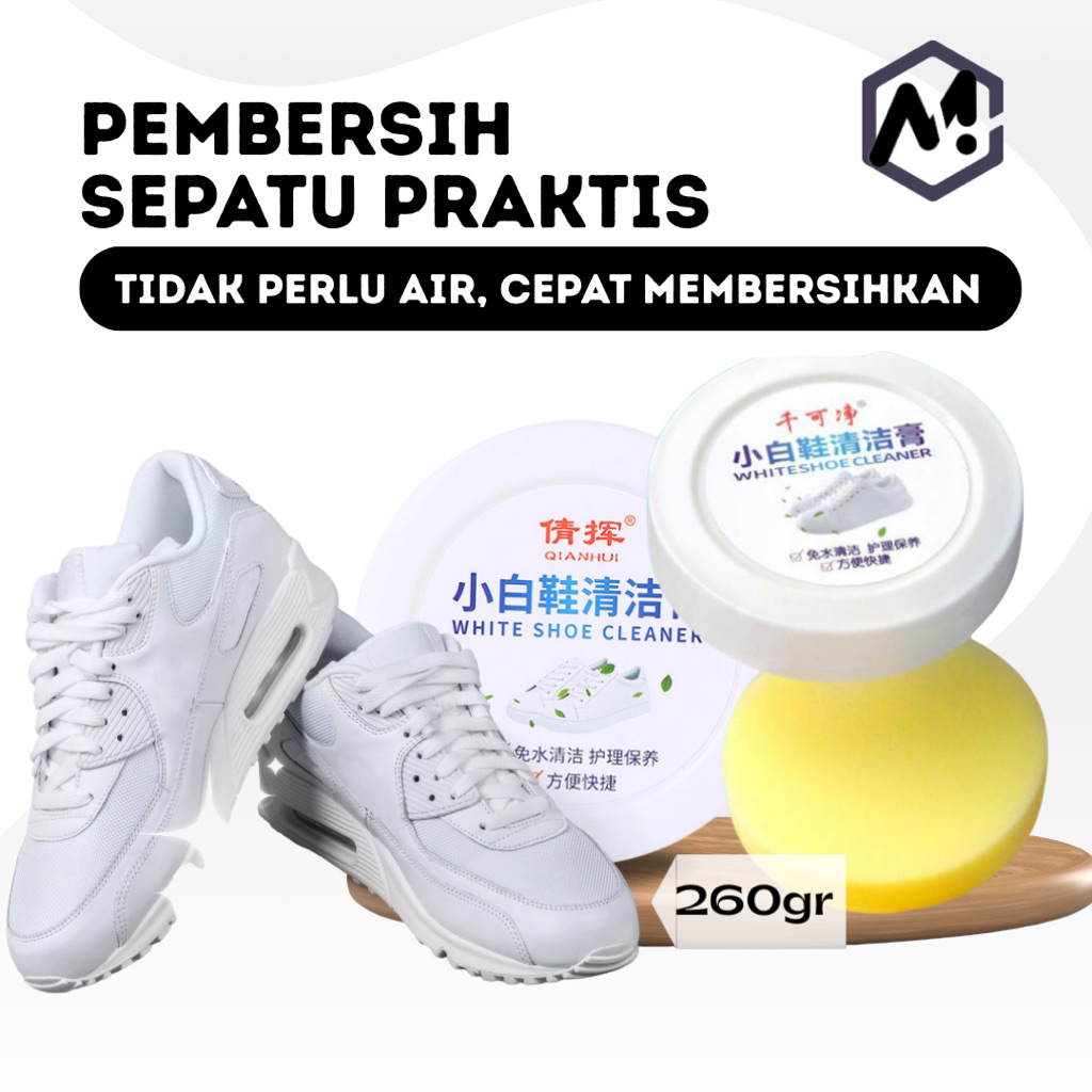 Shoe Cleaner Semir Pembersih Sepatu Krim Pemutih Sepatu Putih 120g Gratis Spons
