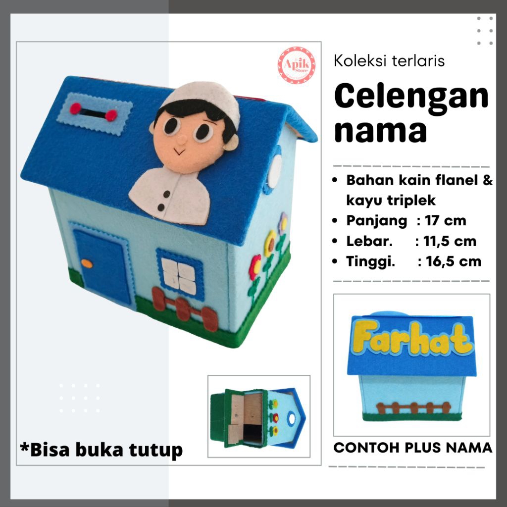 Souvenir Ulang Tahun Anak Unik Lucu Terbuat Dari Kain Flanel Bisa Custom Nama Dan Buka Tutup Ukuran 