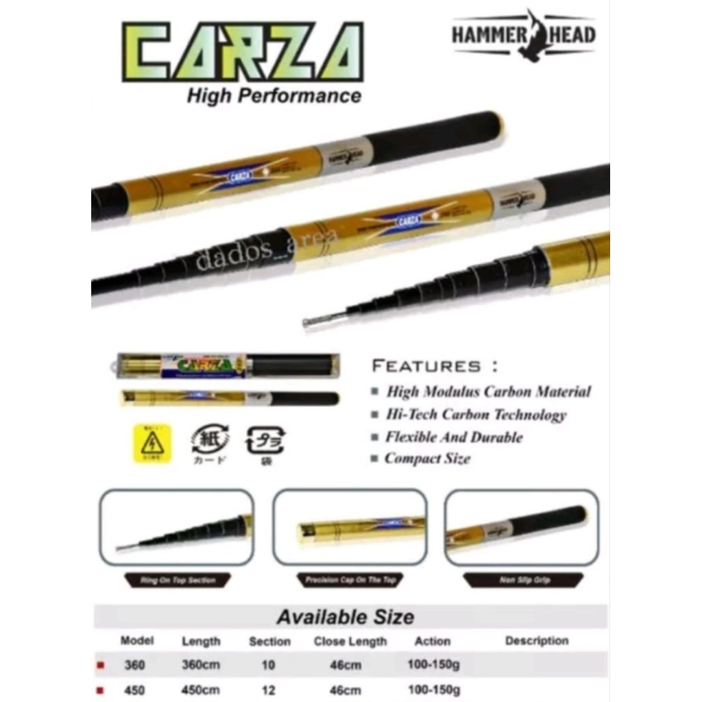 Joran tegek hammerhead Carza ukuran 360