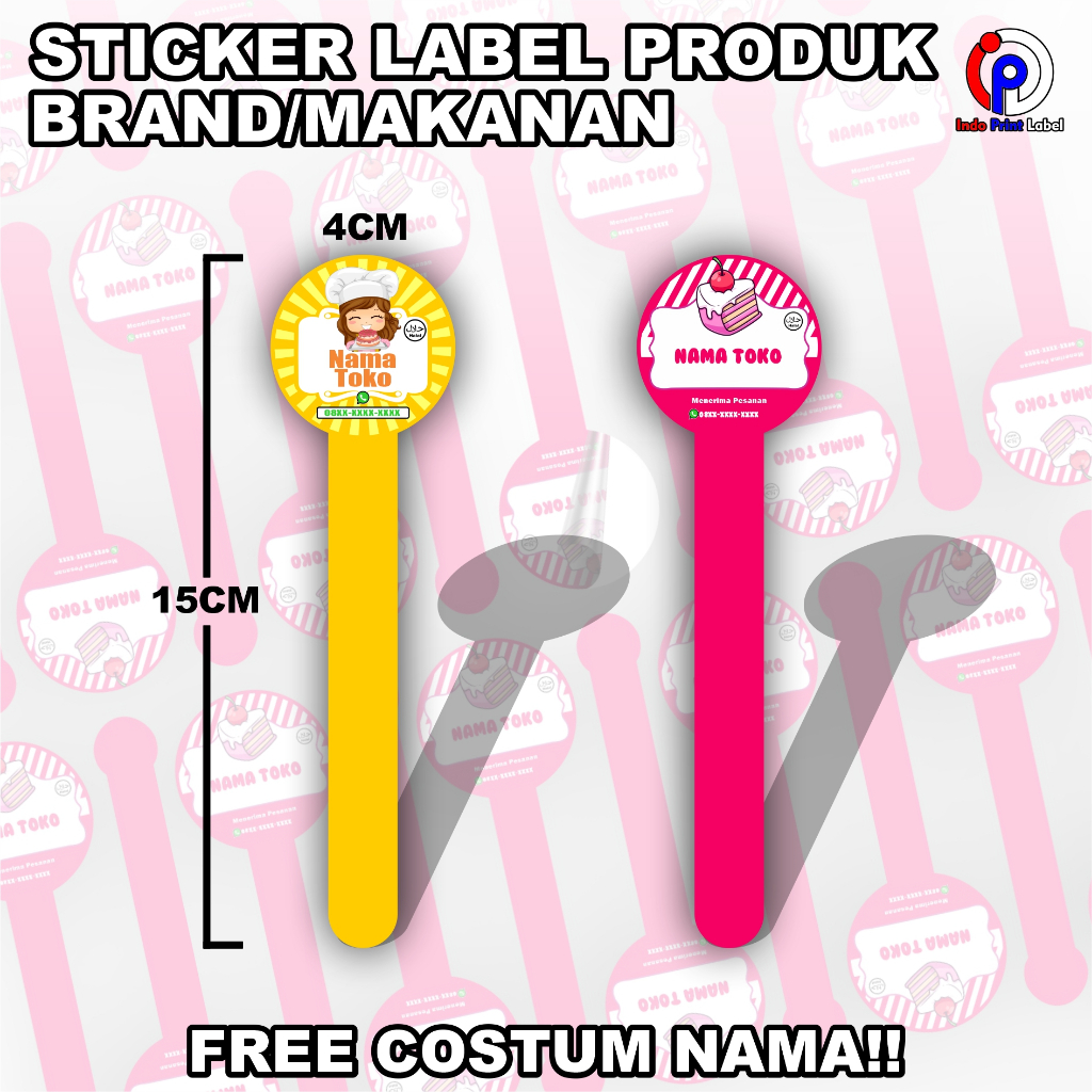 A3+ Stiker Label Panjang Bulat / Label Makanan / Label Usaha / Label Kemasan / Logo Makanan