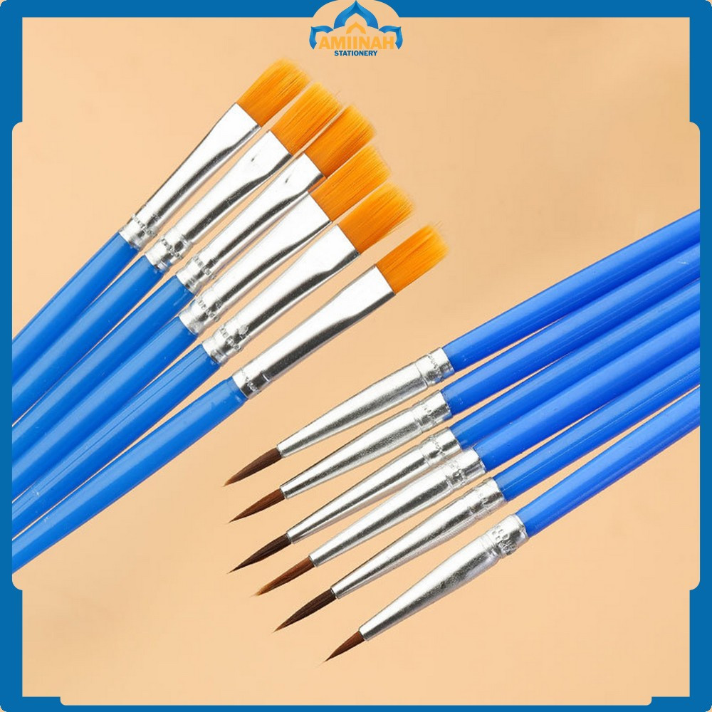 

Paint Brush Nilon Ujung Pointed dan Flat / Kuas Lukis Lancip Datar Art / Brush Cat Minyak Akrilik Amiinah Stationery A98