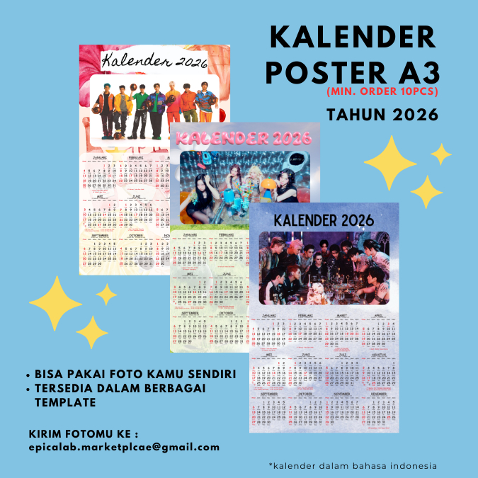 

[custom foto] Kalender Poster - Kalender 2026 ukuran A3+