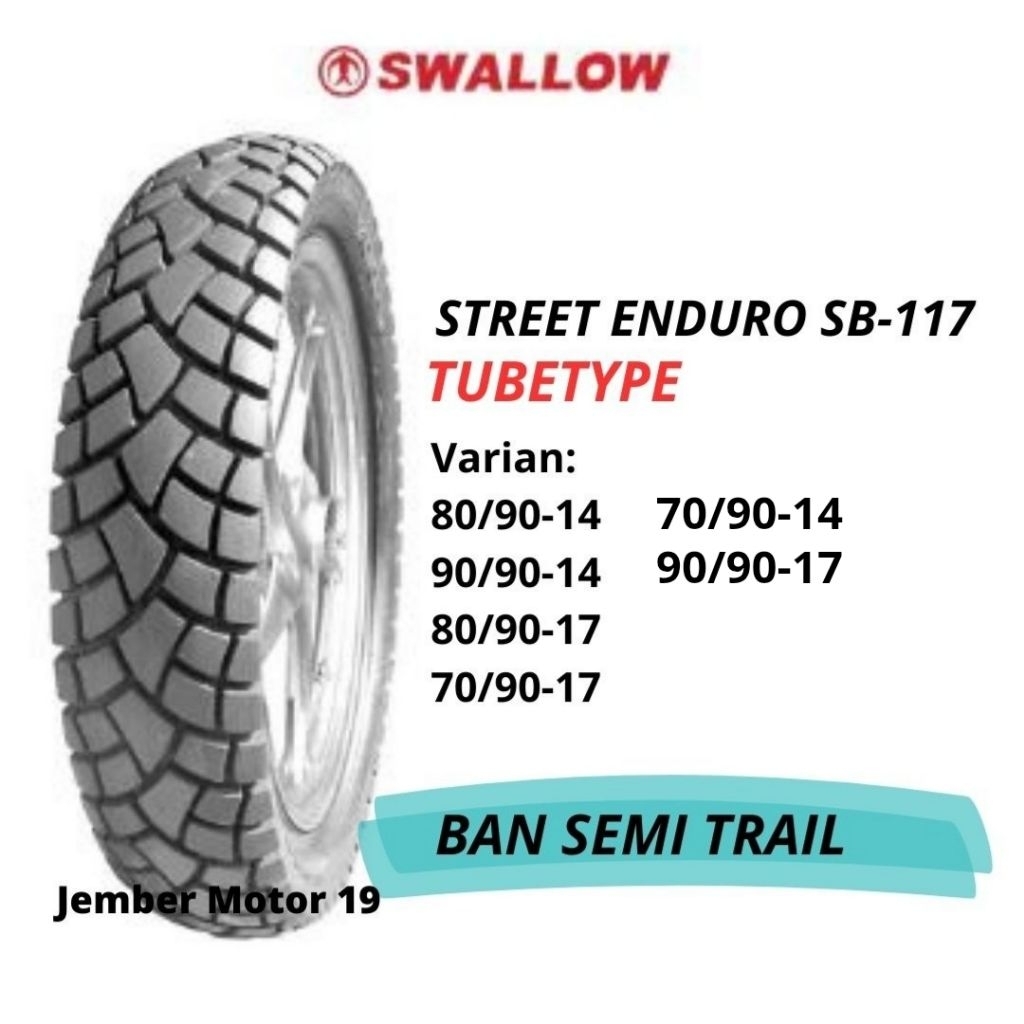 Ban Motor Swallow SB117 Street Enduro/ SEMI TRAIL (Tubetype) 70/90-14, 80/90-14, 90/90-14, 80/90-17,
