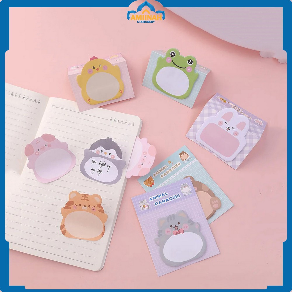 

Tempelan Kertas Sticky Notes Motif Animal Lucu Isi 20 Lembar / Catatan Memo Mini Karakter Hewan Multifungsi Amiinah Stationery A103