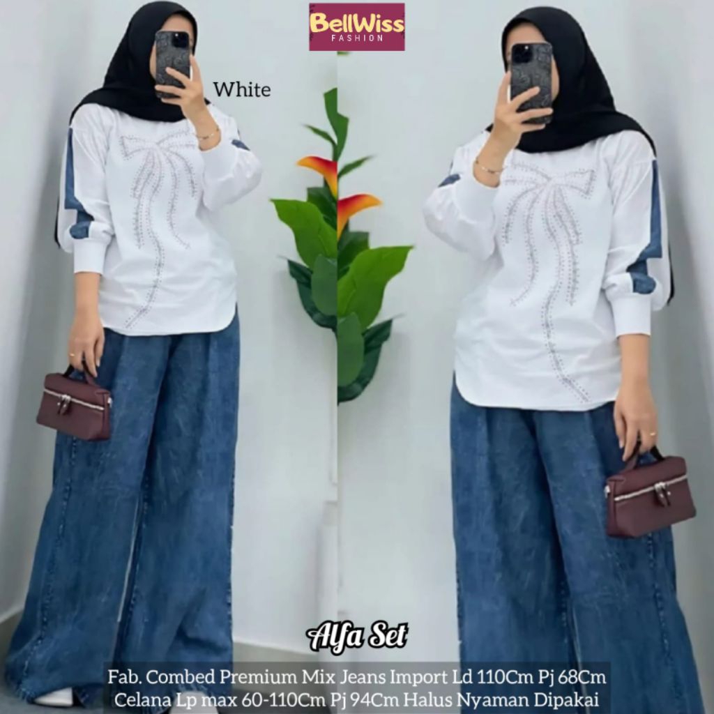 TABITA SET • KAMARI SET • ALFA SETELAN JEANS MODEL KULOT HW by BELLWIS