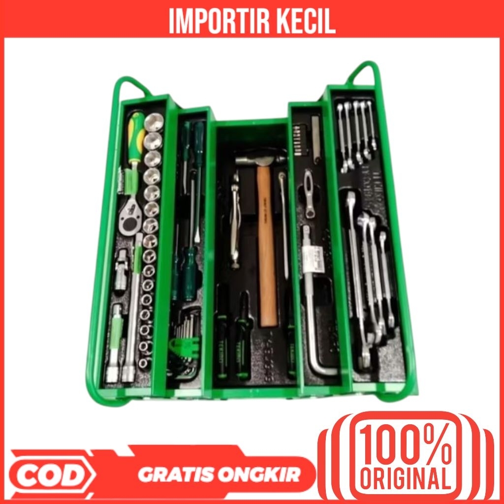 TEKIRO TOOL BOX SET 72 PCS KOTAK MEKANIK ALAT PERKAKAS KUNCI SOCK SET 72PCS BOX BESI