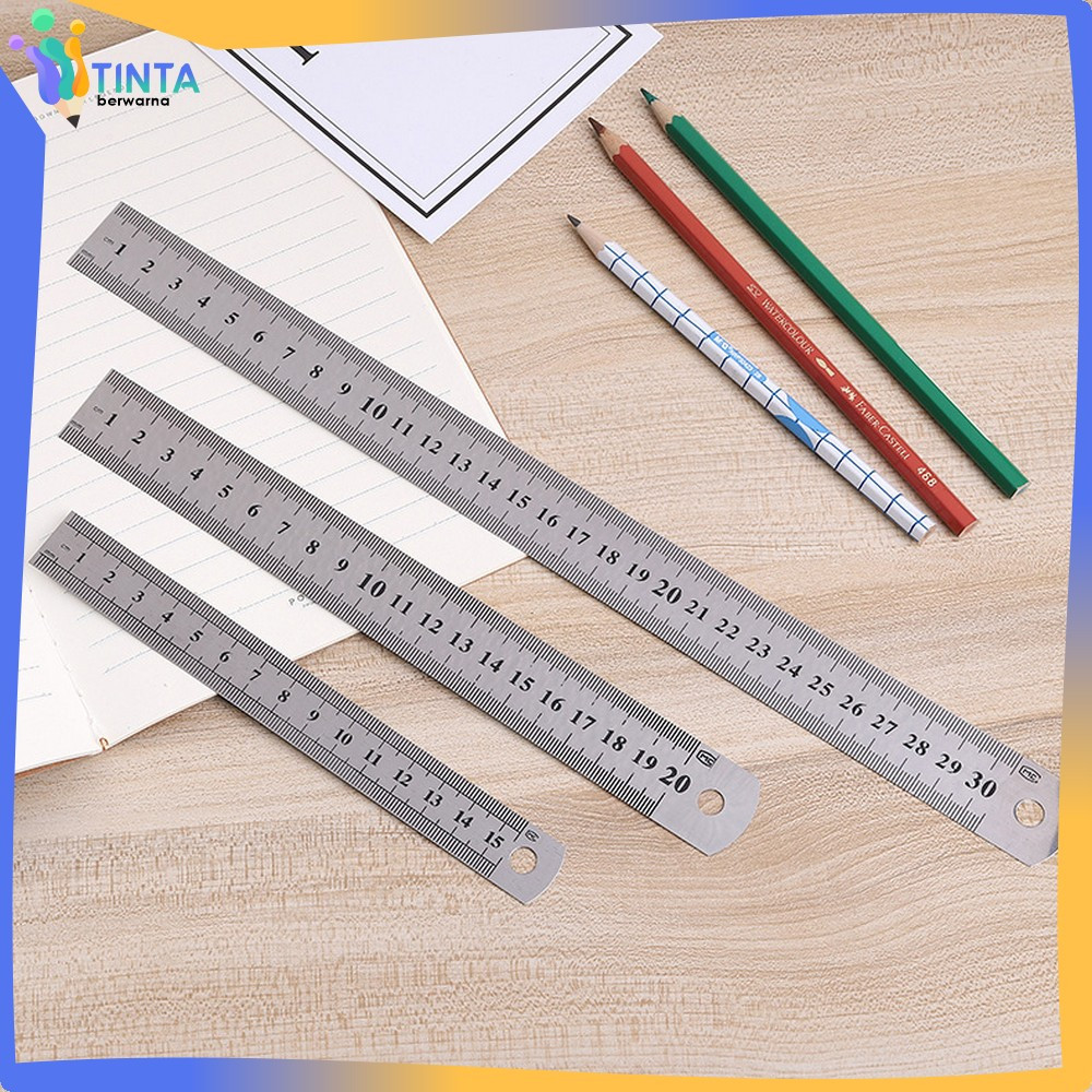 

Penggaris Besi 30CM Peralatan Sekolah / Ruler 15CM Penggaris Stainless Alat Ukur Serbaguna Tinta Berwarna A107