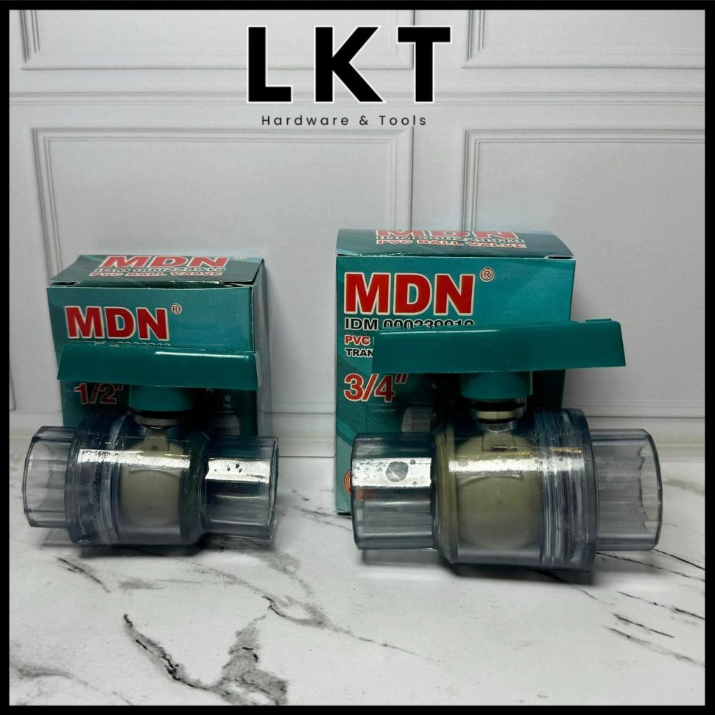 MDN Ball Valve Stop Kran Transparan / PVC / Gagang Stainless / Kuningan  1/2 - 3/4 - 1 Inch