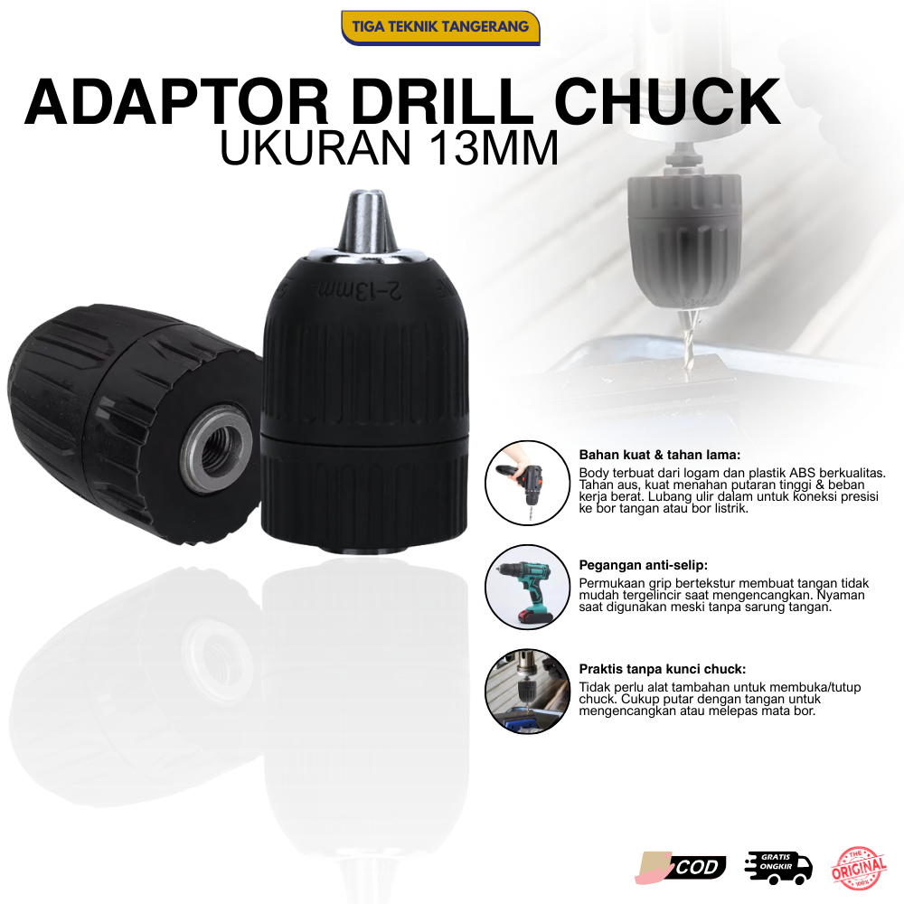 Adaptor Drill Chuck 13mm Keyless Drill Chuck Bor 13mm