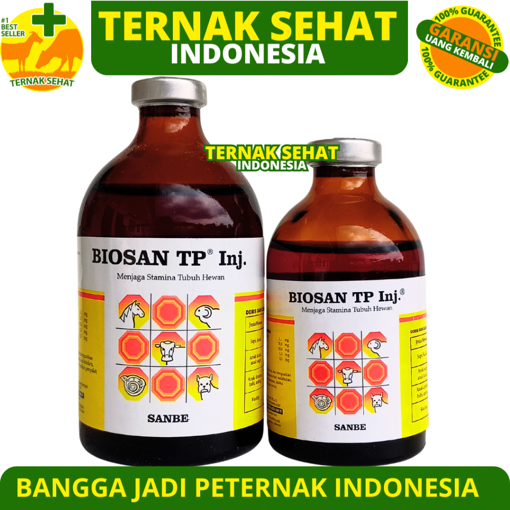 BIOSAN TP INJ 100ml BIOSAN TP INJ 50ml - Meningkatkan Stamina Daya Tahan Tubuh Hewan