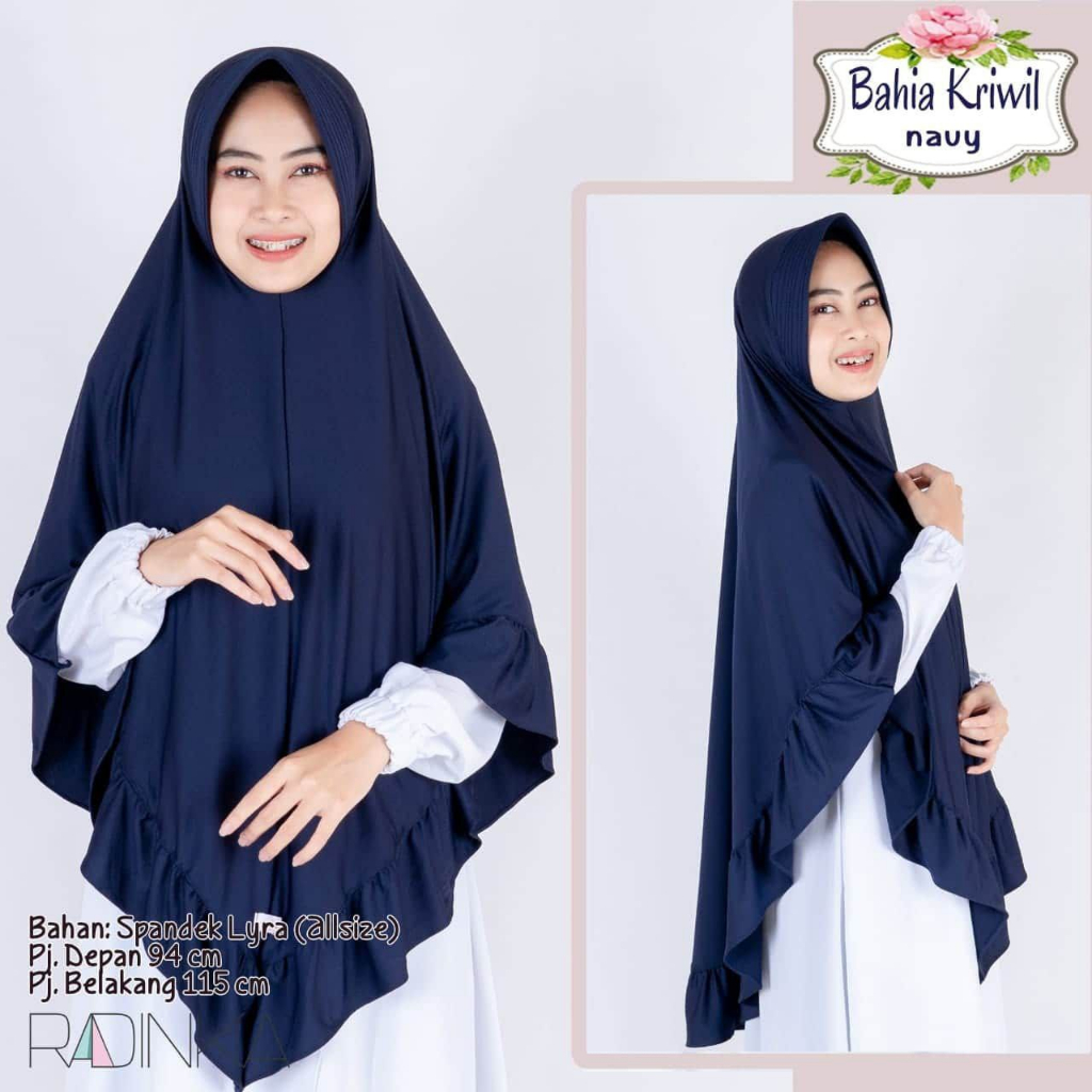 Jilbab Terbaru Wanita Bahia Kriwil by Radinka (Navy)