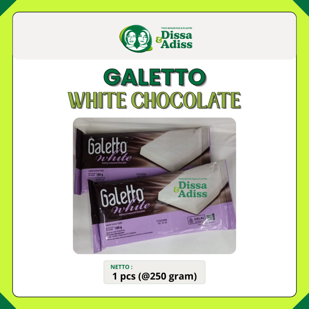 

Galetto White Baking Compound Chocolate 250gr | Coklat Putih Batang by Galetto - Tobaqdissa