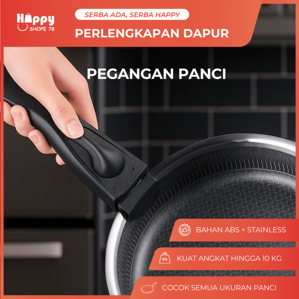 Gagang Panci Wajan Anti Slip Portable Pegangan Pengganti ABS Premium Tahan Panas