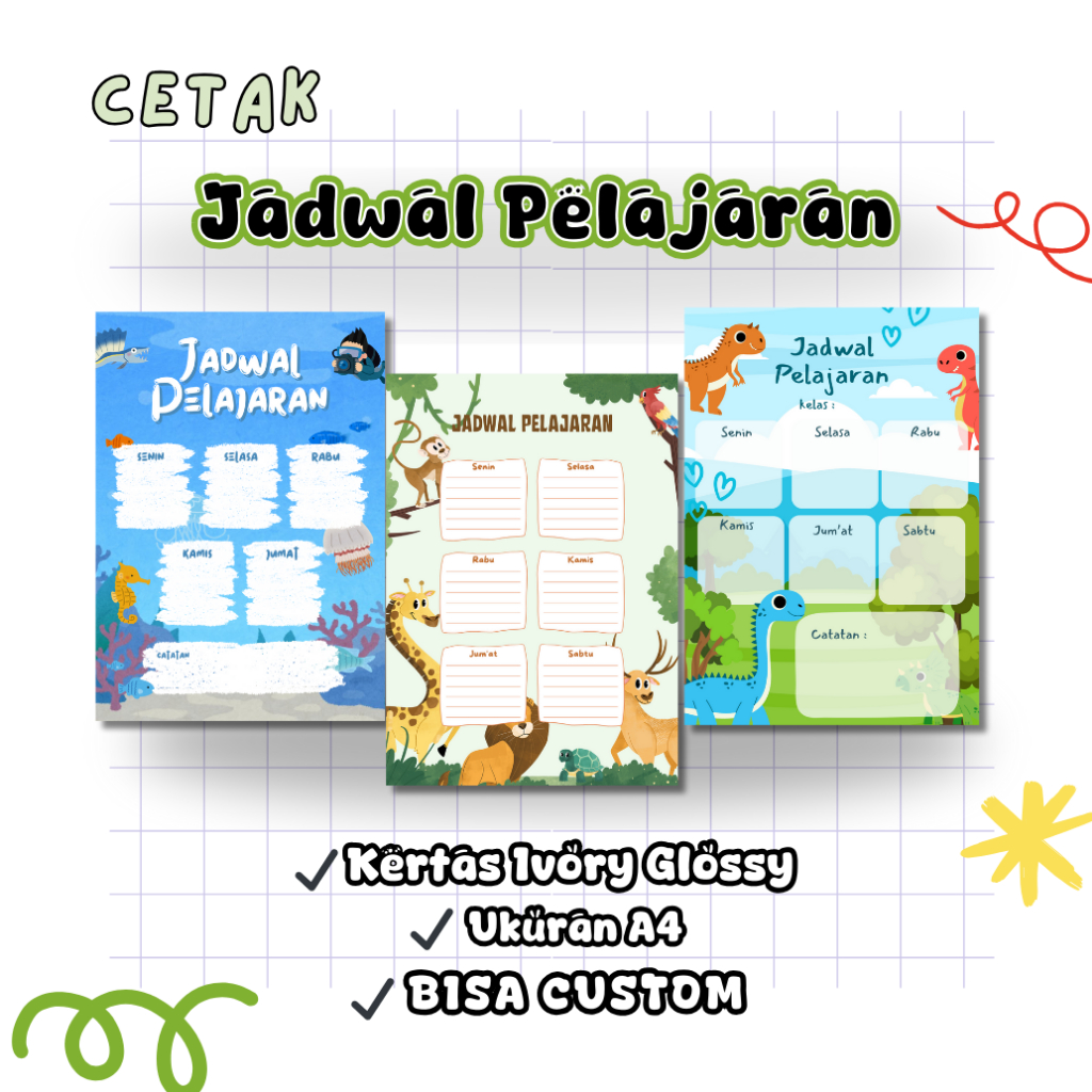 

Jadwal Pelajaran Tema Animal Size A4 Bisa Custom Tulisan | Free Desain | 1 Hari Jadi