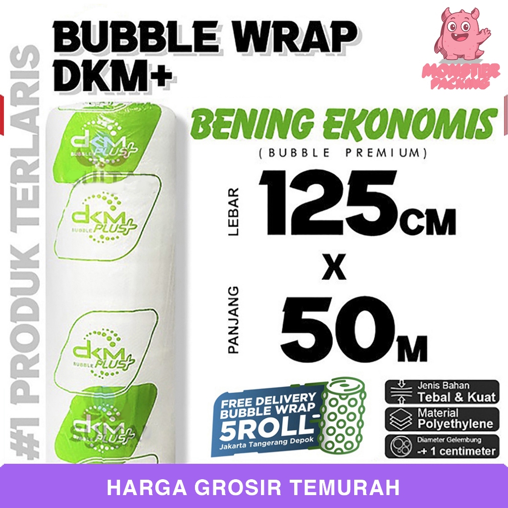 

Plastik Bubble Wrap 125cm x 50m BENING EKONOMIS DKM PLUS TERMURAH / ROLL