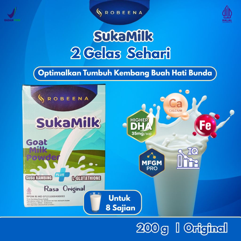 

ROBEENA SUKAMILK SUSU ETAWA BEBAS GTM PENAMBAH NAFSU MAKAN